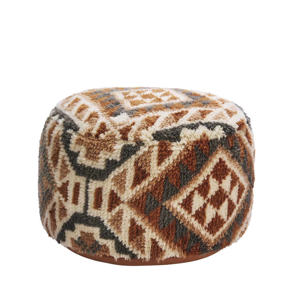 Handwoven wool pouf