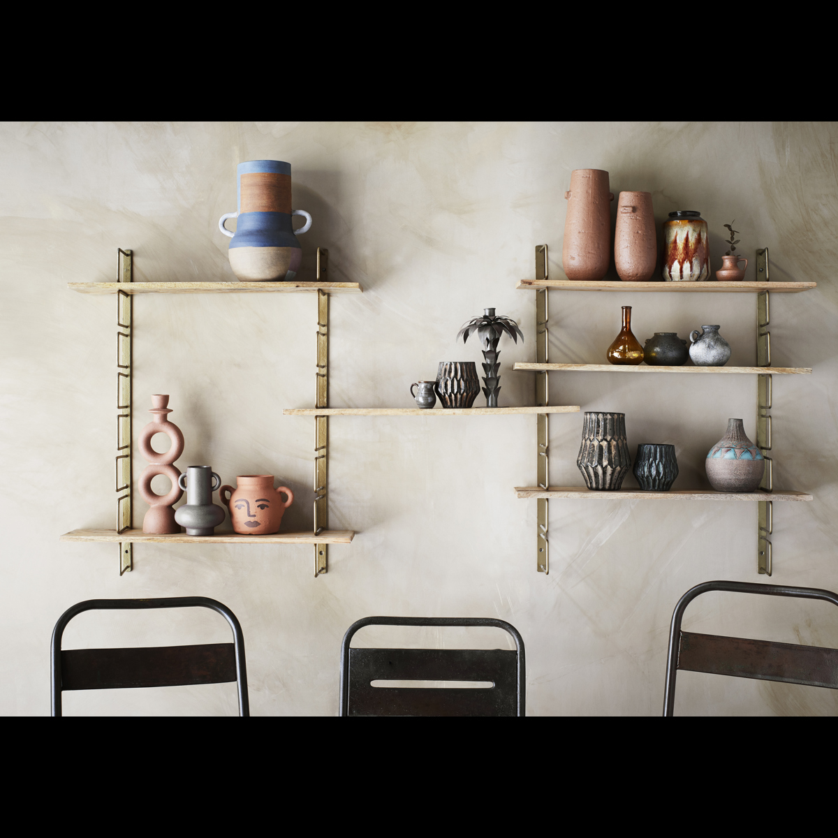 Wall rack w/ wooden shelves