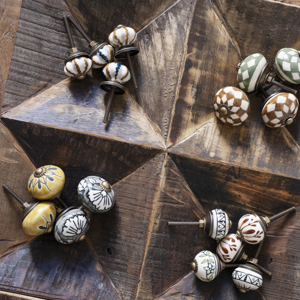 Hand-painted stoneware doorknob