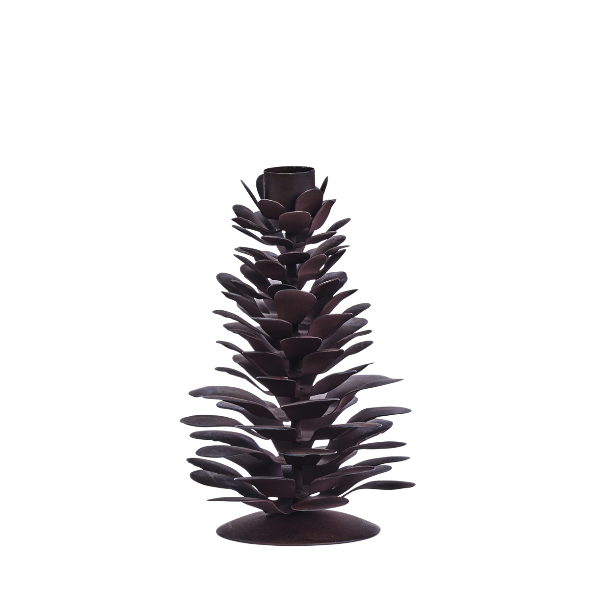 Iron pinecone candle holder