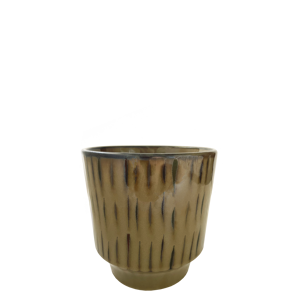Striped stoneware flower pot