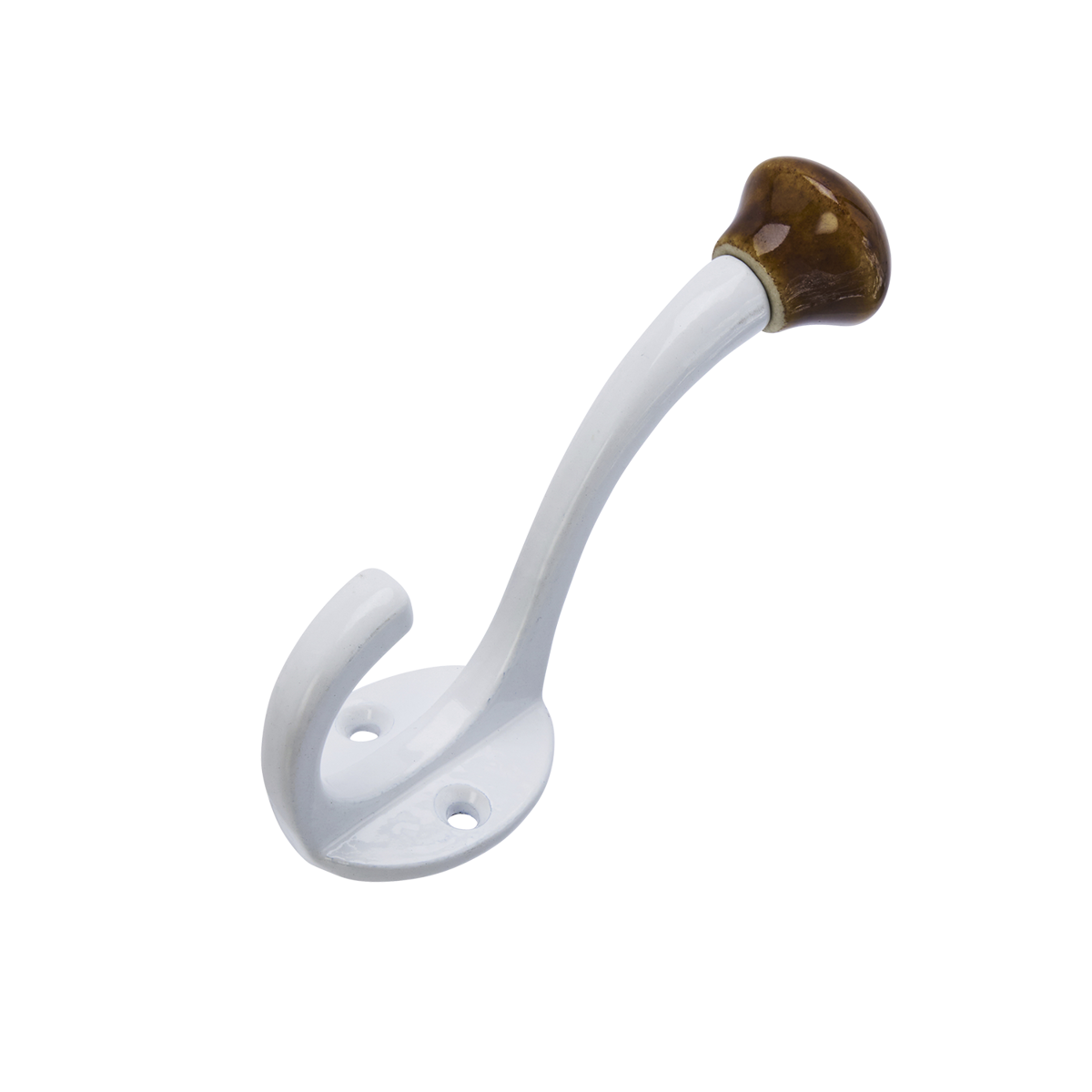 Iron hook w/ stoneware knob