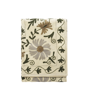 Suzani embroidered cotton throw