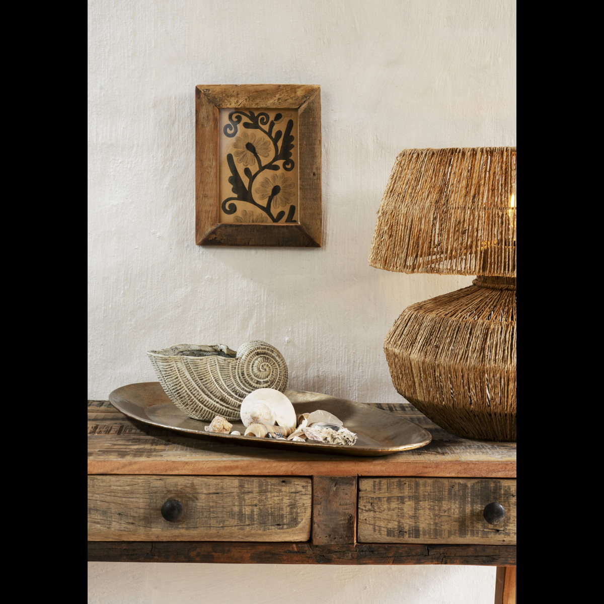 Recycled wooden console table