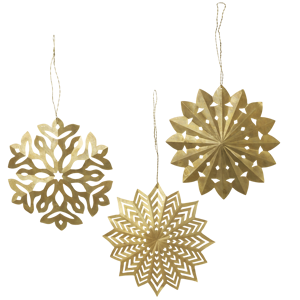 Hanging brass snowflakes
