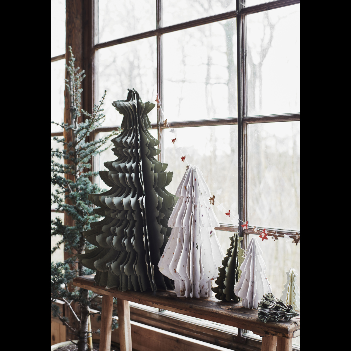 Handmade paper tree garland