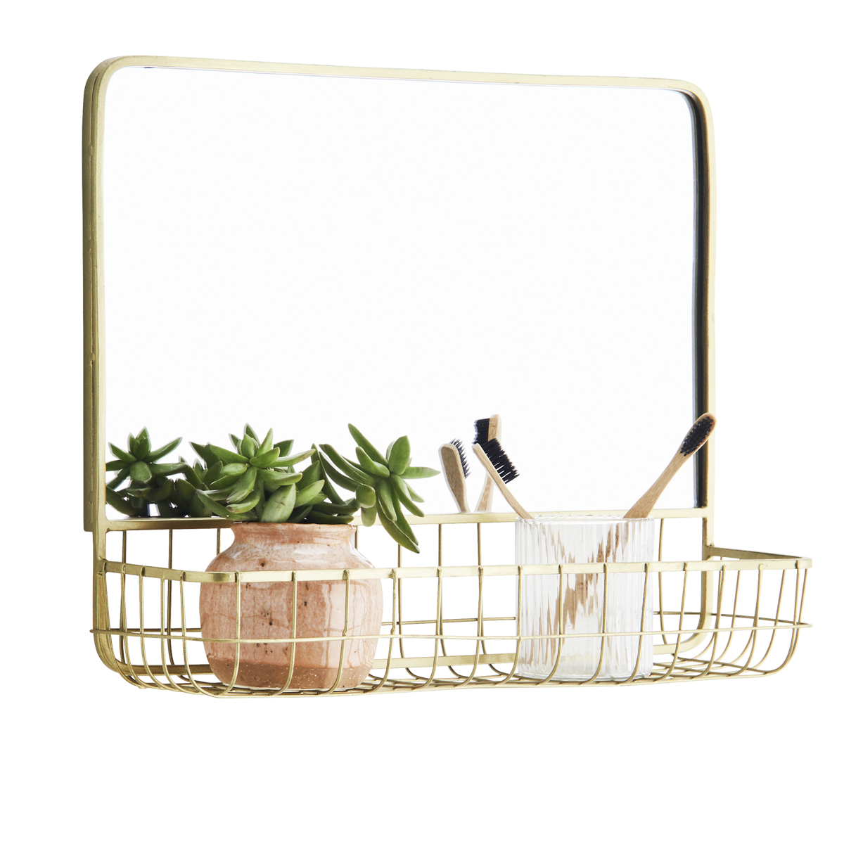 Mirror w/ iron shelf