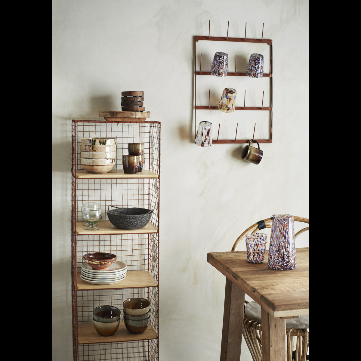 Standing iron shelf w/ wood