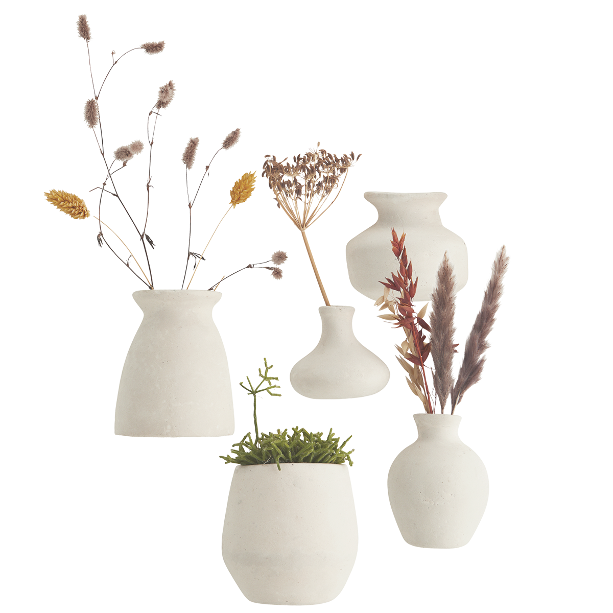 Wall-mounted paper mache vases