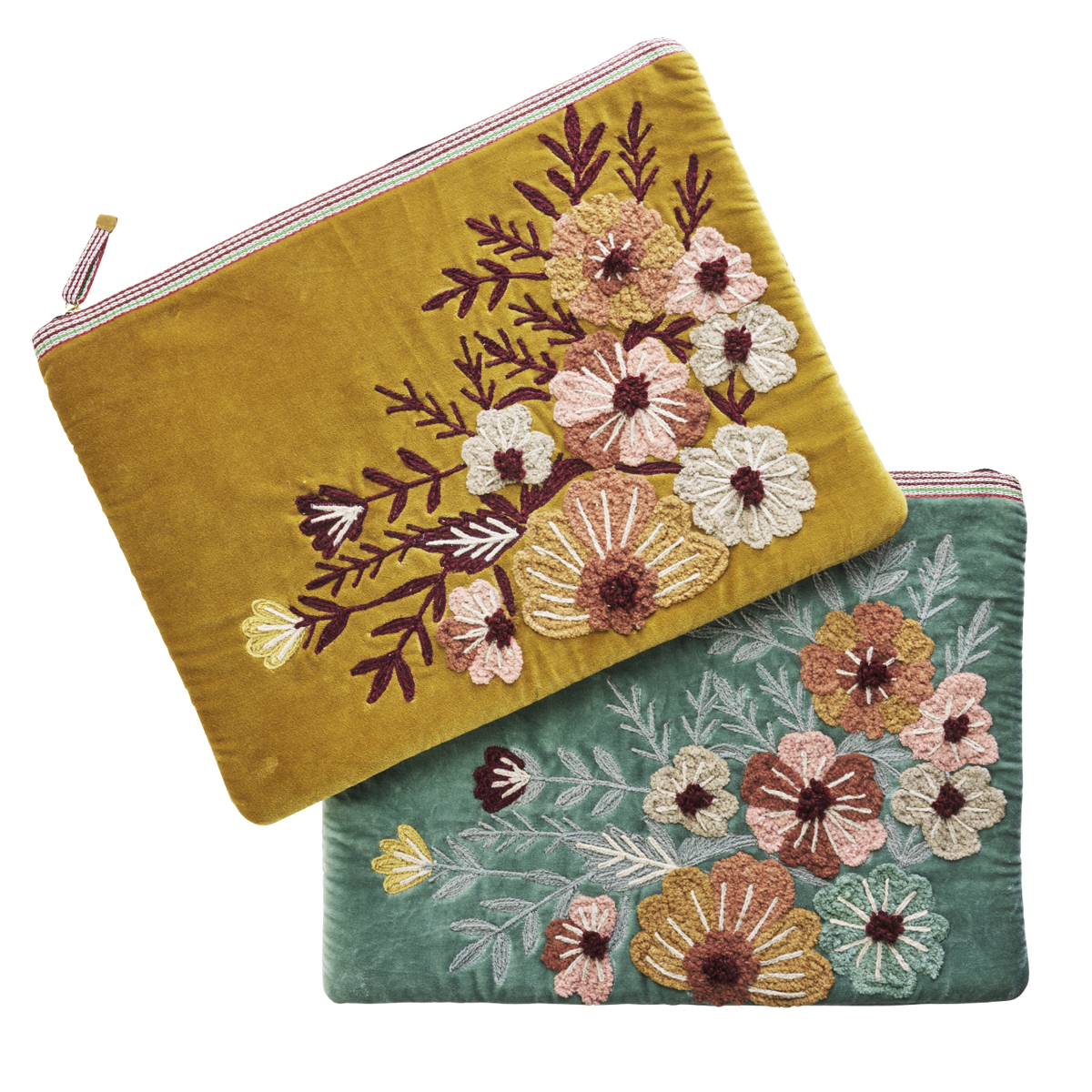 Embroidered velvet laptop sleeve