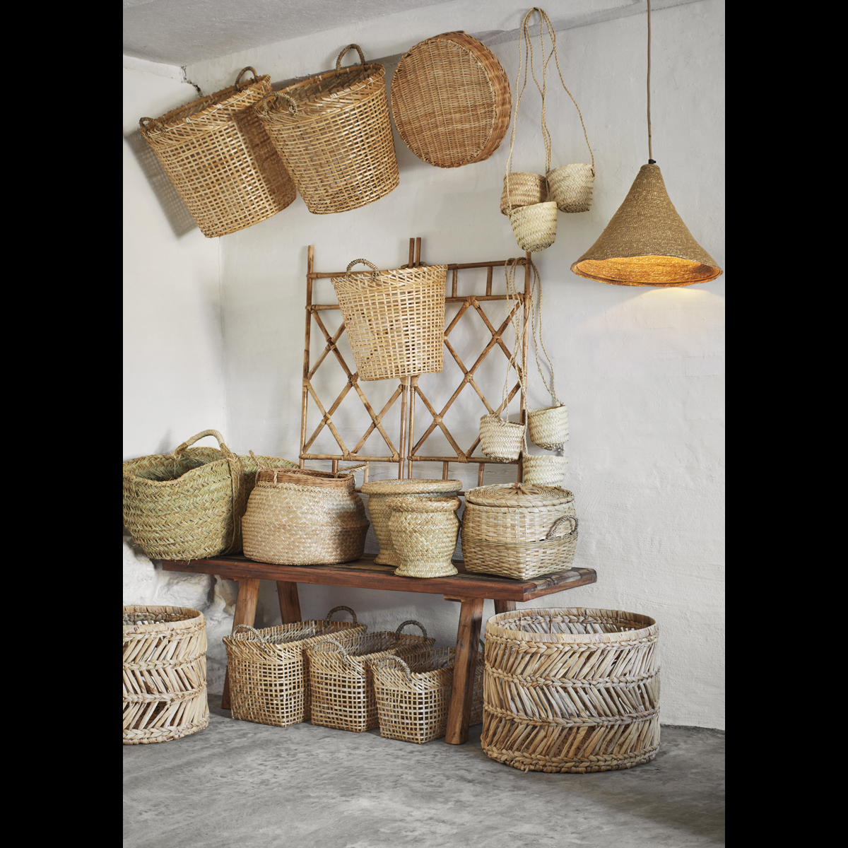 Rectangular bamboo baskets