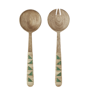 Wooden salad set w/ cane