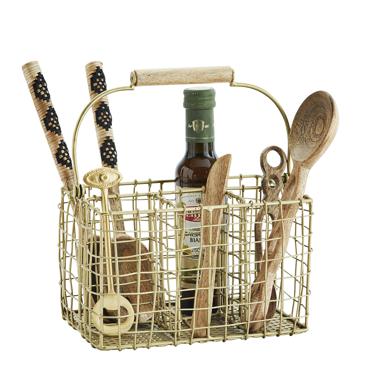 Wooden salad set w/ rattan