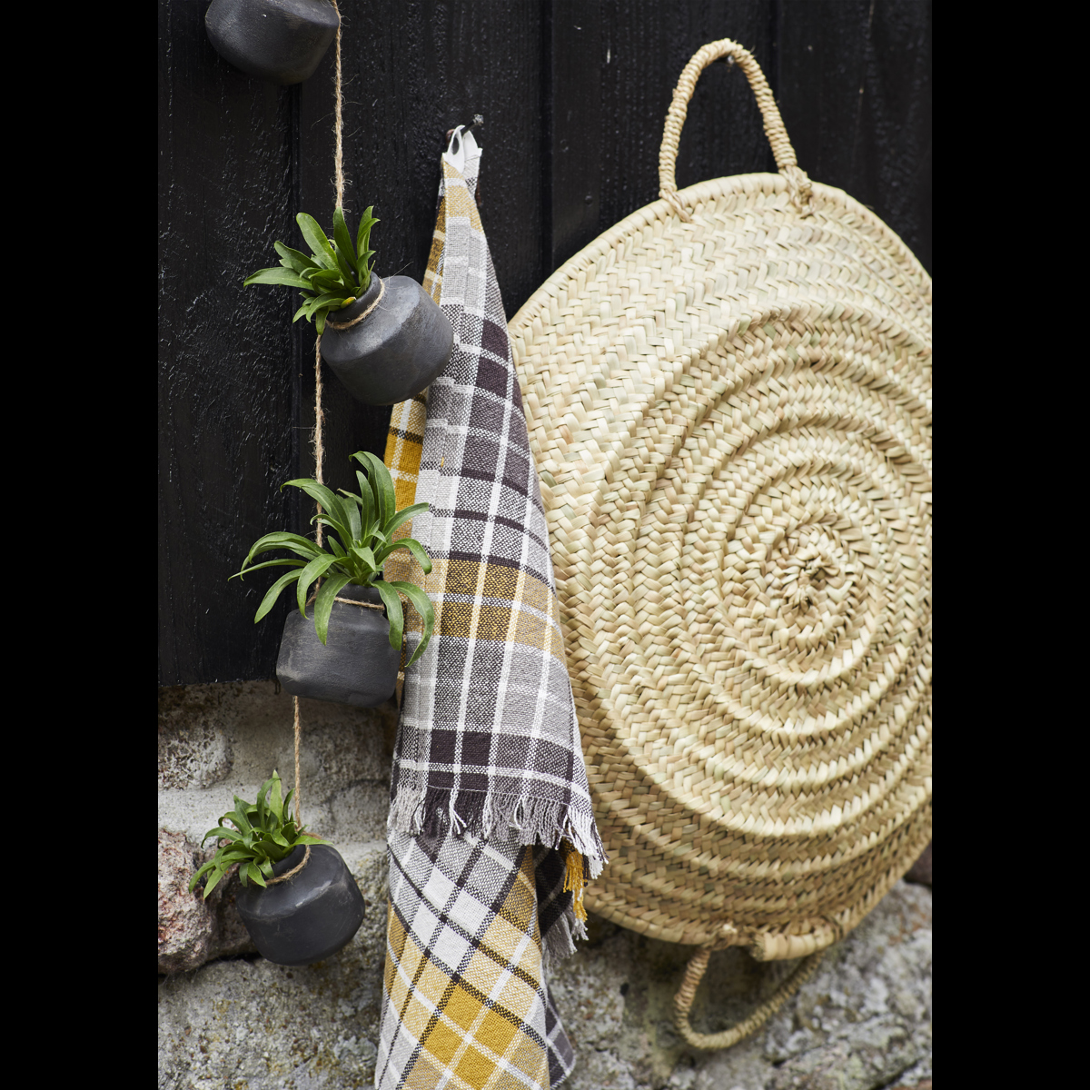 Hanging terracotta vases