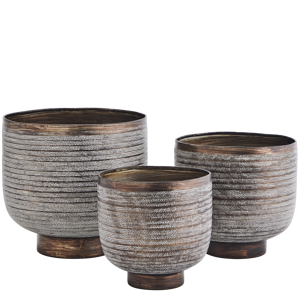 Hand hammered aluminum flower pots