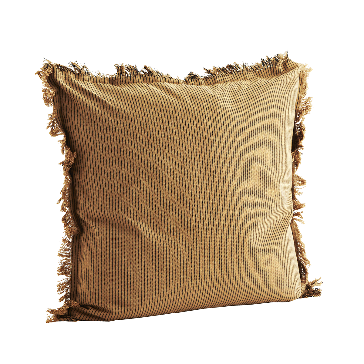 Striped cushion cover w/ fringes