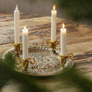 Candle holder w/ wooden beads