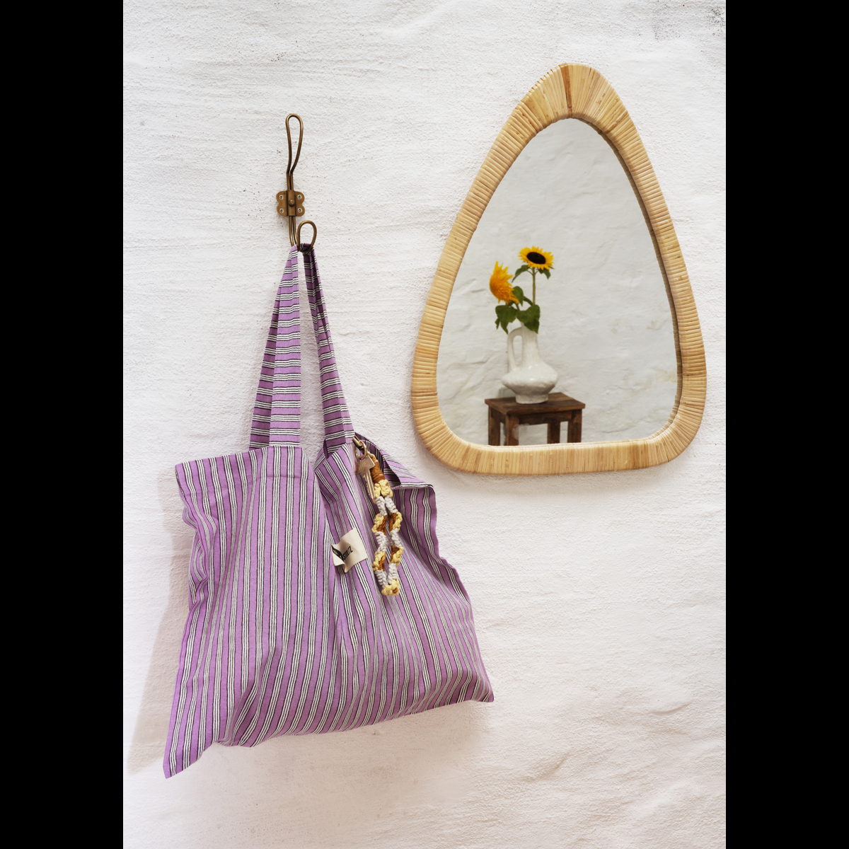 Triangular mirror w/ cane