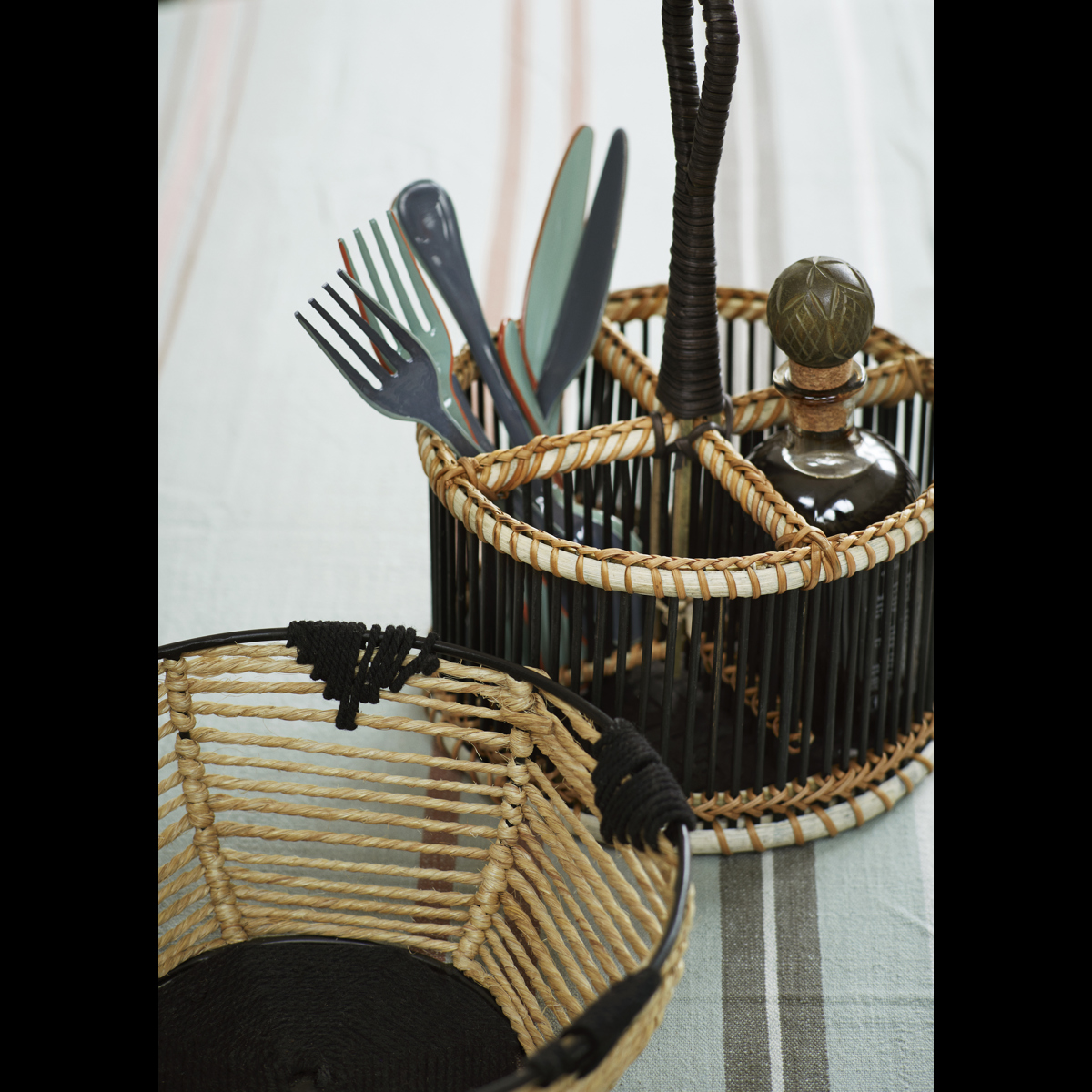 Iron basket w/ grass