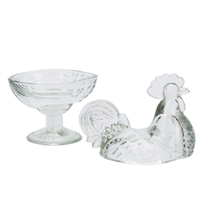 Glass hen bowl