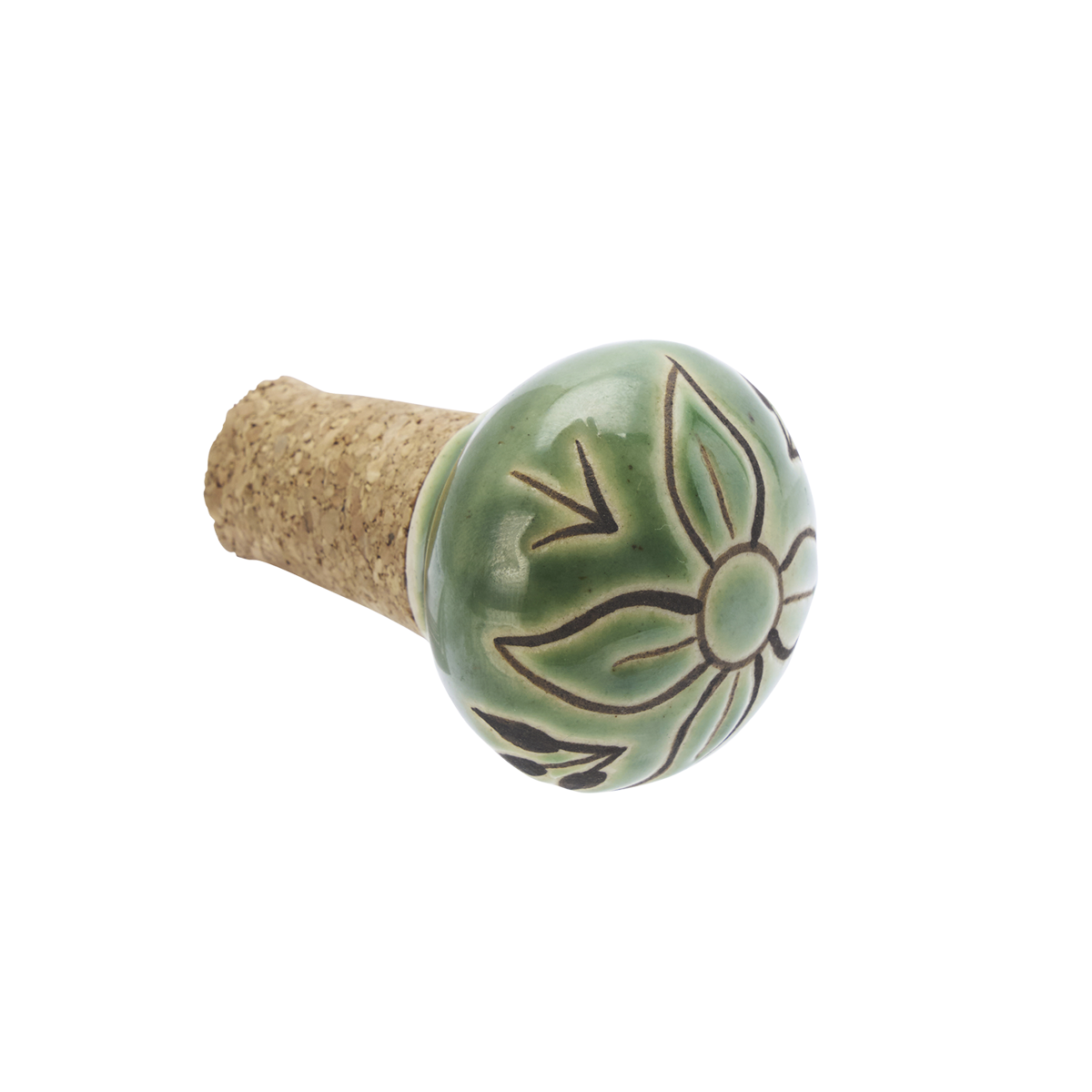 Hand-painted stoneware bottle stopper