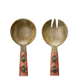 Wooden salad set w/ bamboo