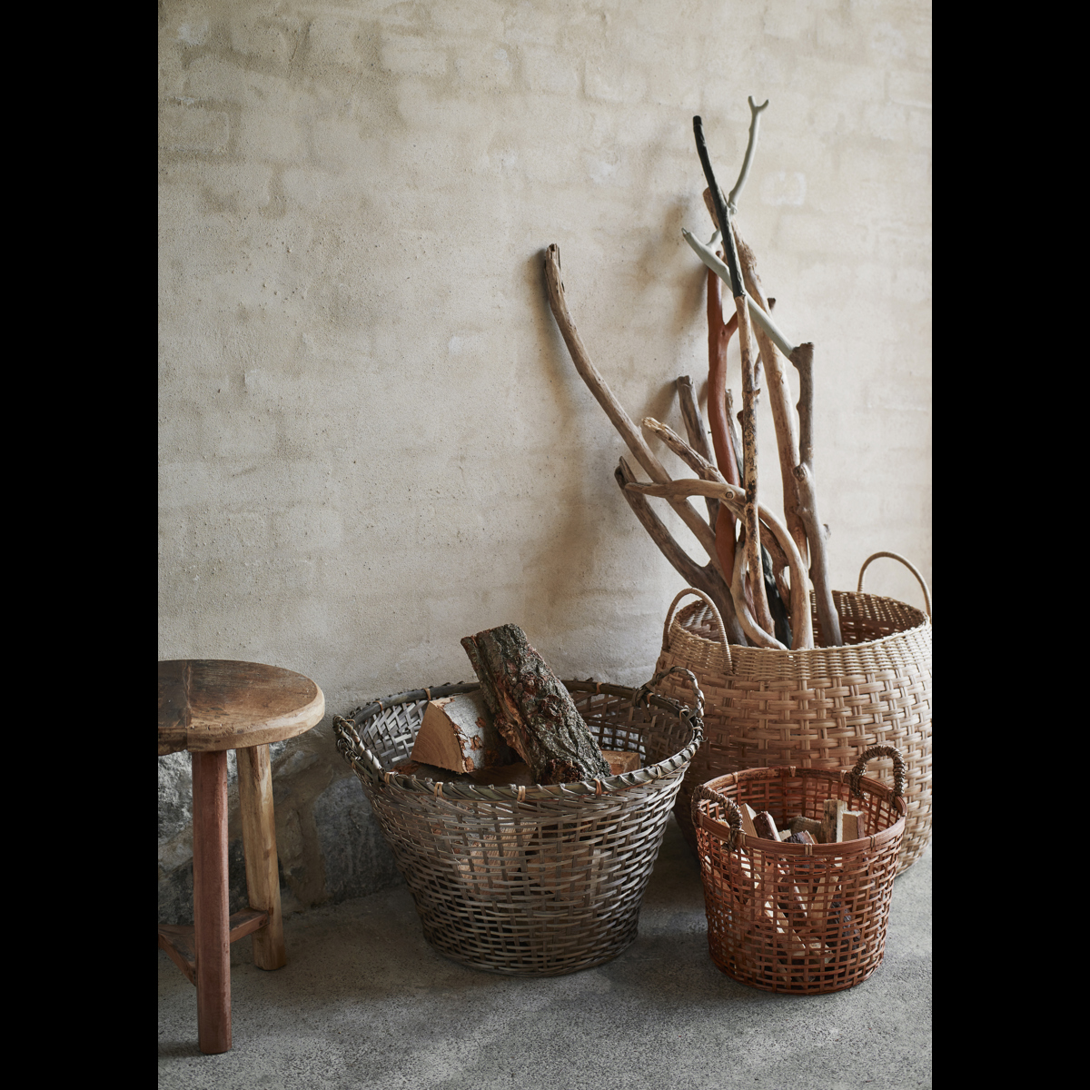 Bamboo baskets w/ handles