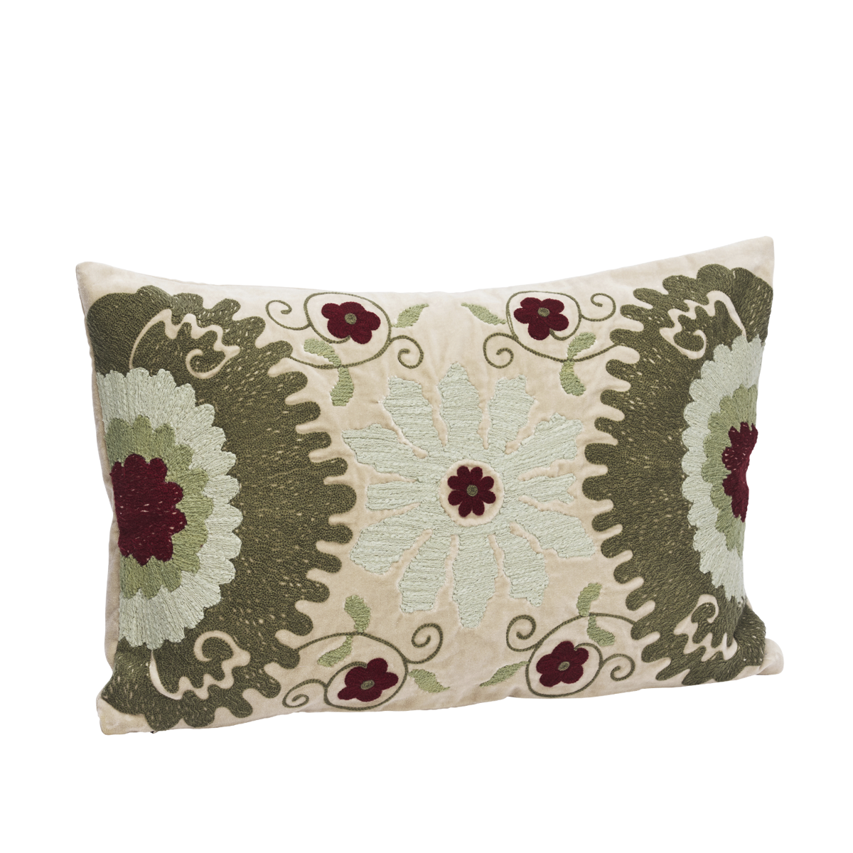 Embroidered velvet cushion cover