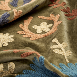 Suzani embroidered velvet throw