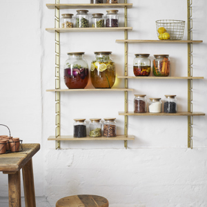 Wall rack w/ wooden shelves