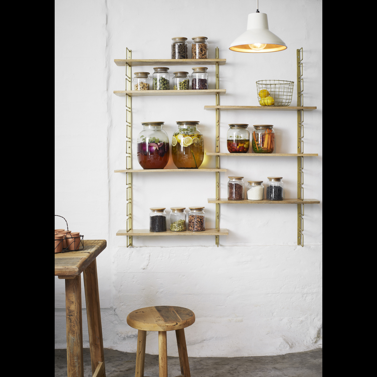 Wall rack w/ wooden shelves