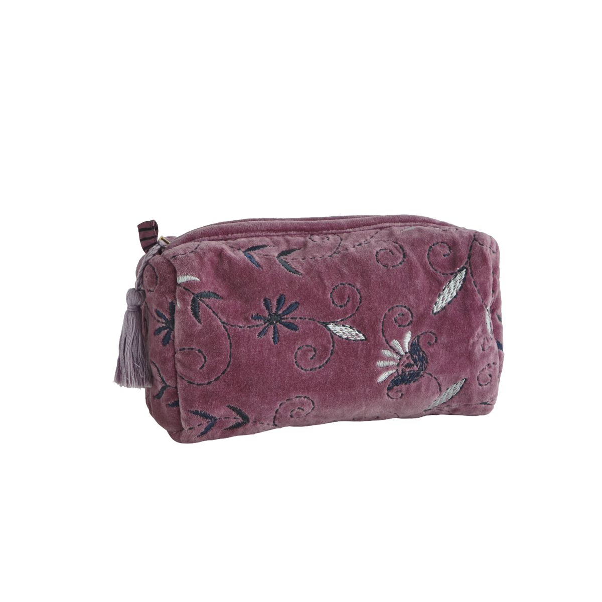 Embroidered velvet washbag