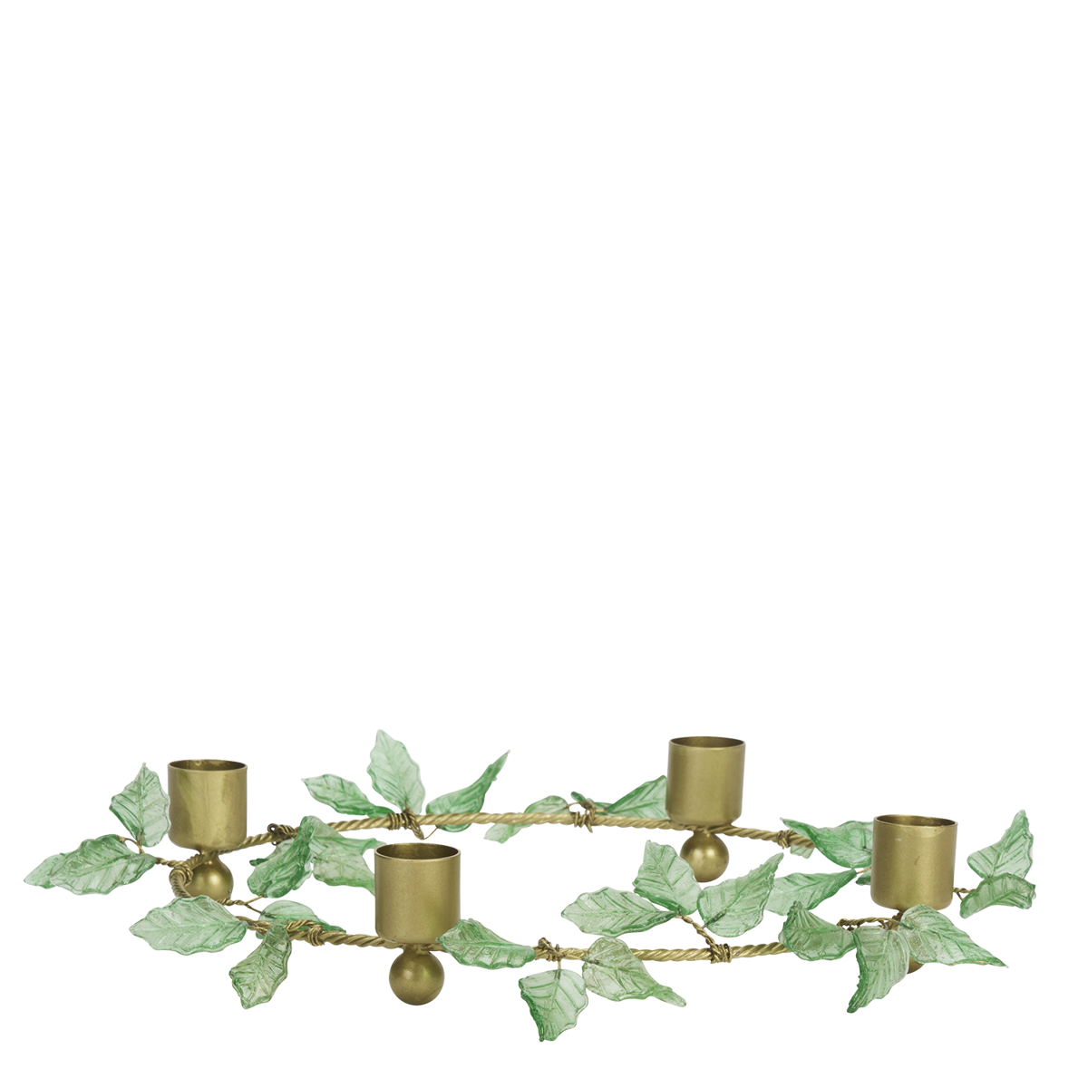 Candle holder w/ glass leaves