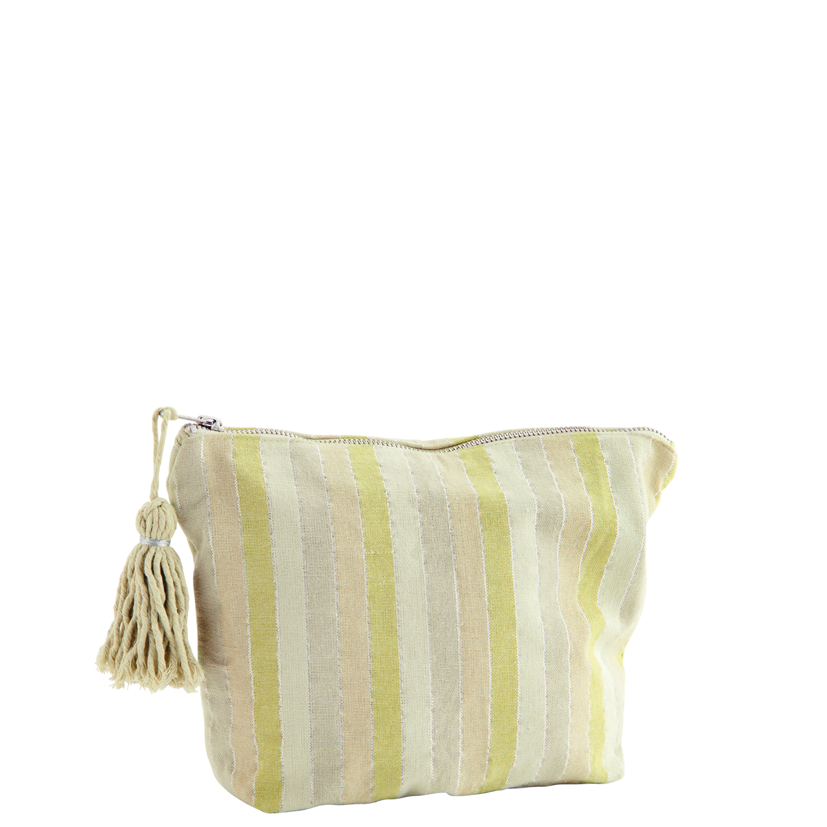 Striped washbag w/ tassel