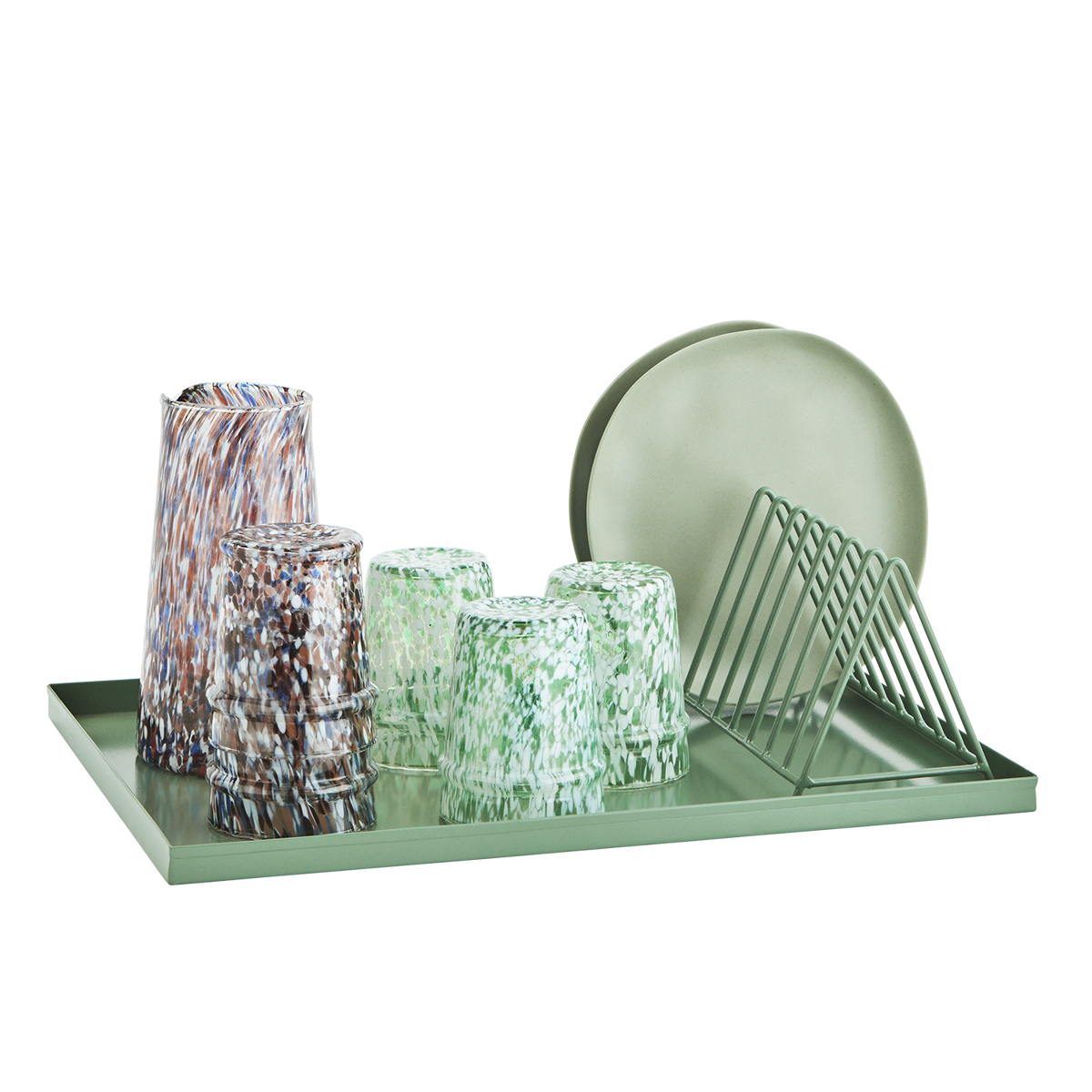 Iron tray w/ dish rack Iron tray w/ dish rack