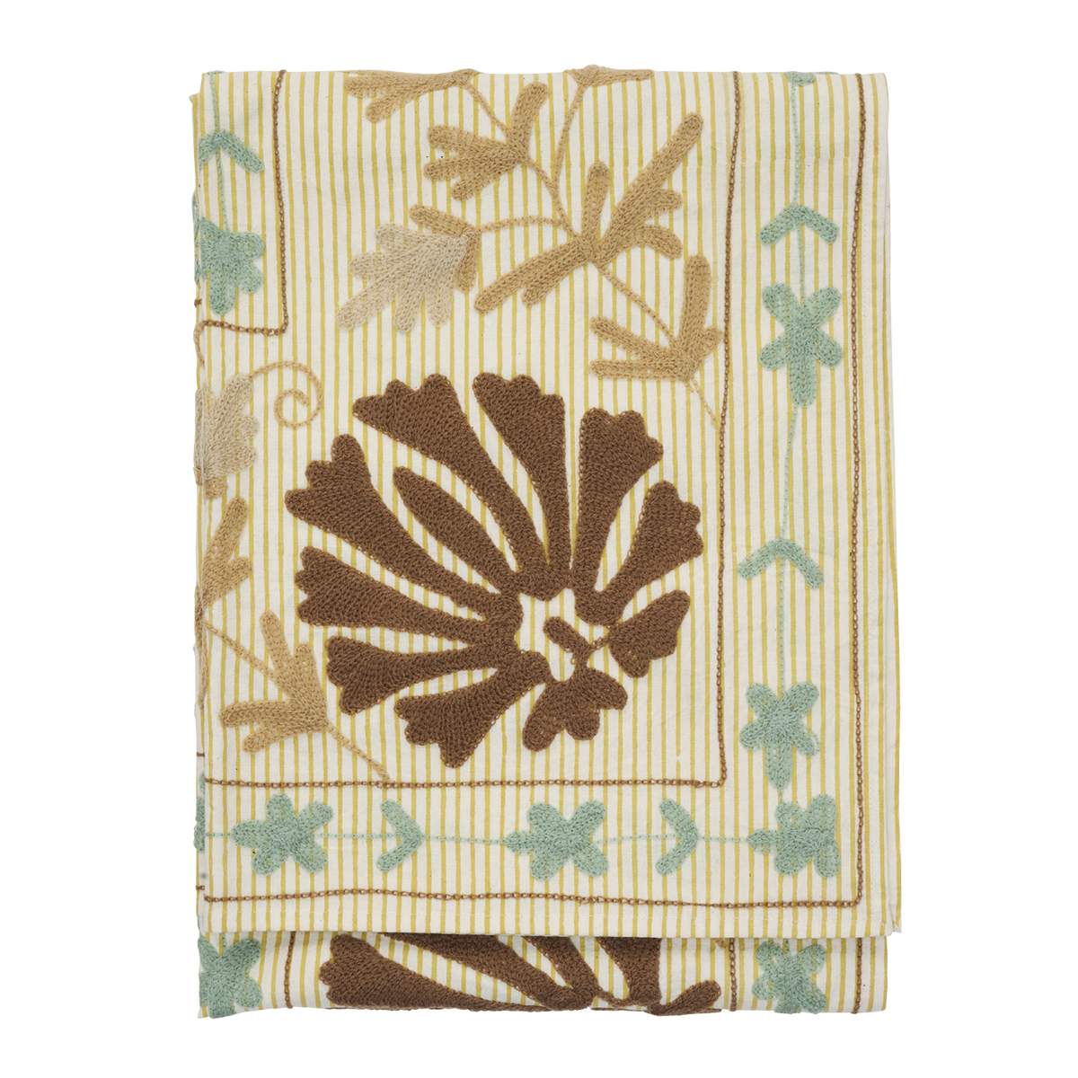 Suzani embroidered cotton throw