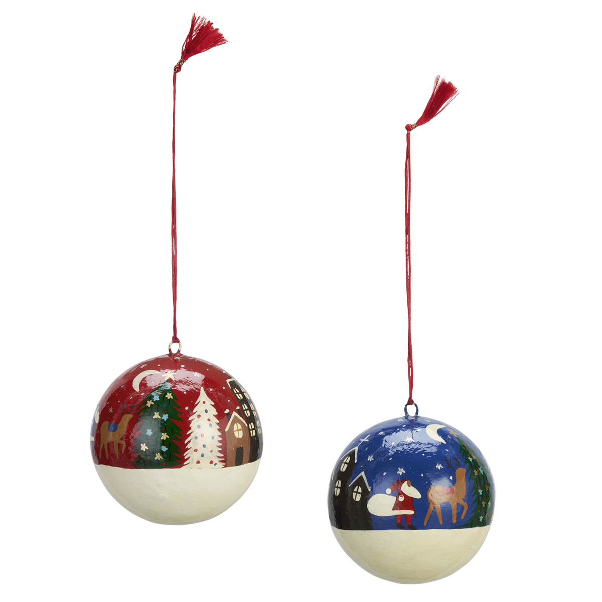 Handmade paper mache christmas balls