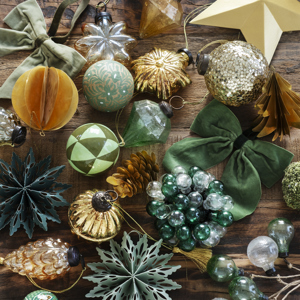 Handmade paper mache christmas balls