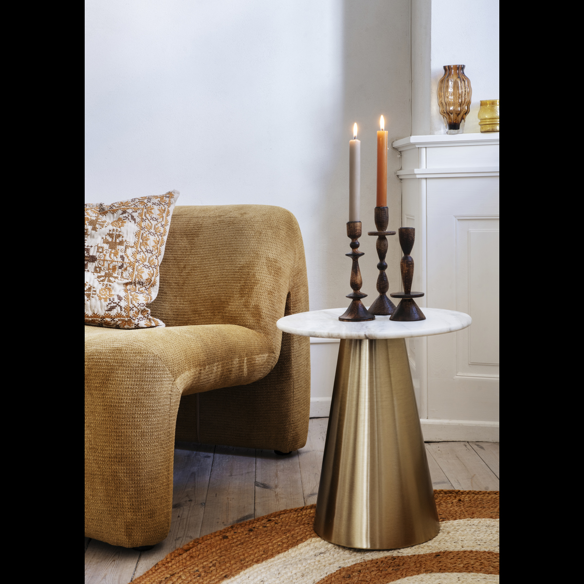 Iron side table w/ marble Iron side table w/ marble