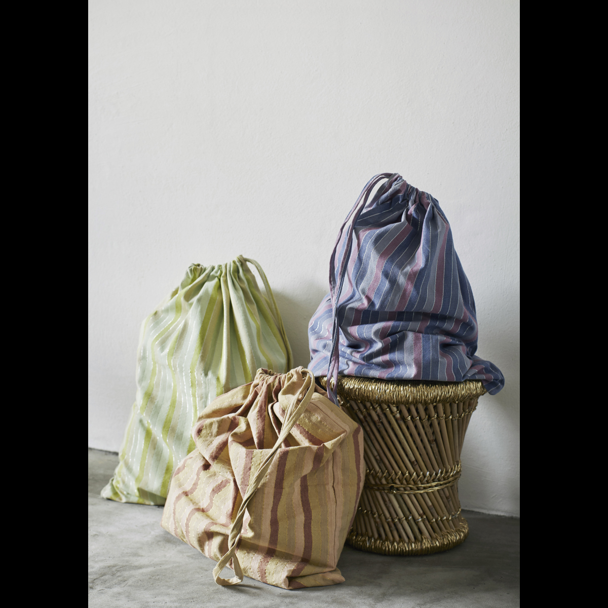 Striped laundry bag