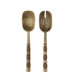 Wooden salad set w/ cane