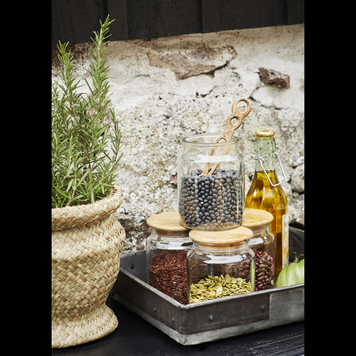 Glass jar w/ wooden lid