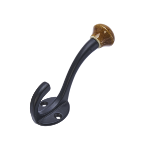Iron hook w/ stoneware knob