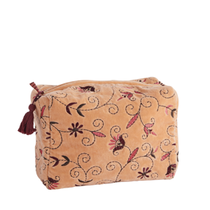 Embroidered velvet washbag