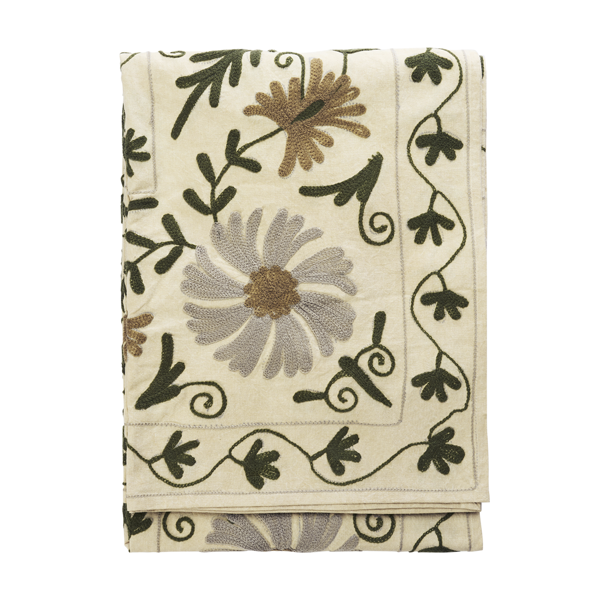 Suzani embroidered cotton throw