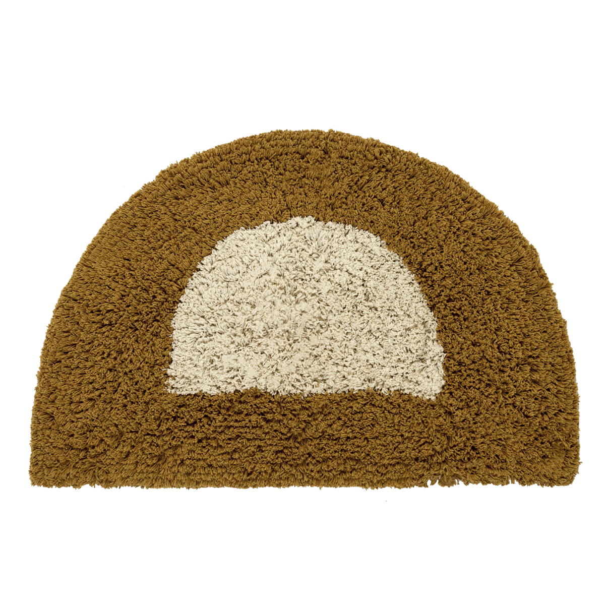 Tufted half-round bath mat