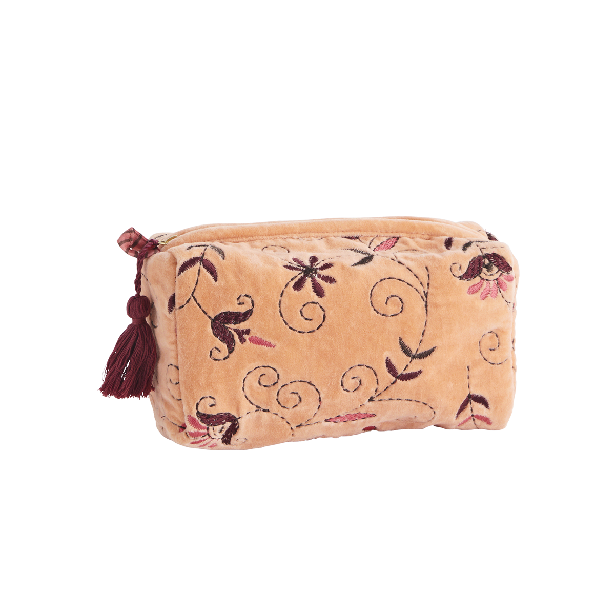 Embroidered velvet washbag