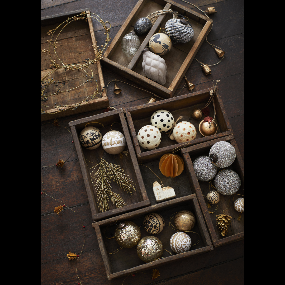 Handmade paper mache christmas balls