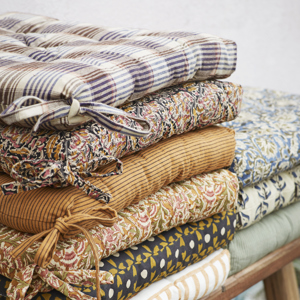Striped cotton chair pad