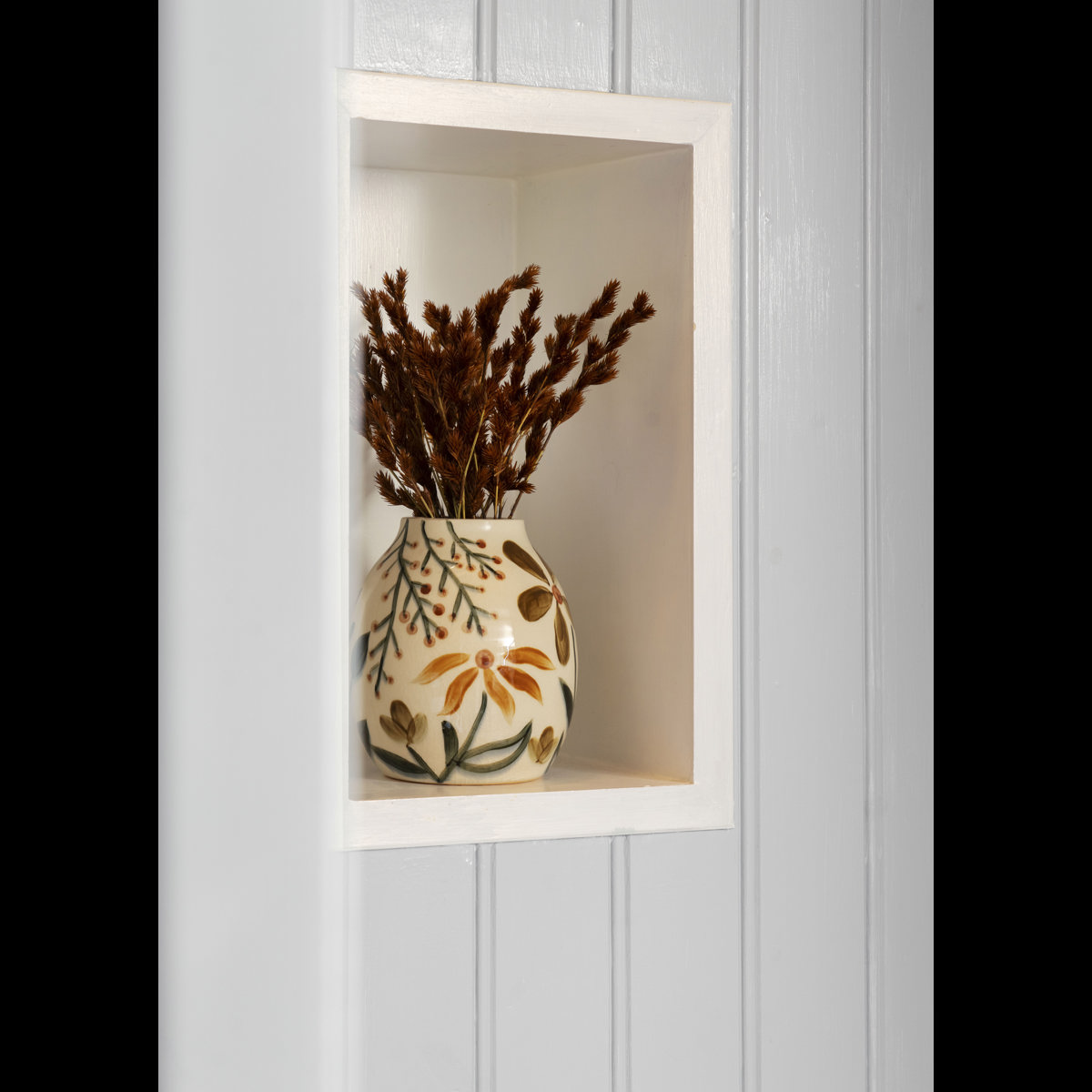 Hand-painted stoneware vase